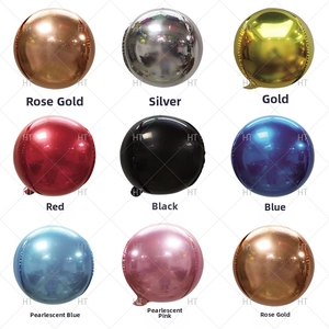 Comparison of 4D round aluminum foil balloons in 9 metallic and pearl finishes
