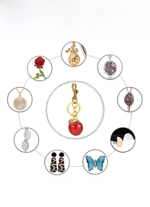 Macro display of diverse jewelry craft techniques for the apple-shaped key pendant