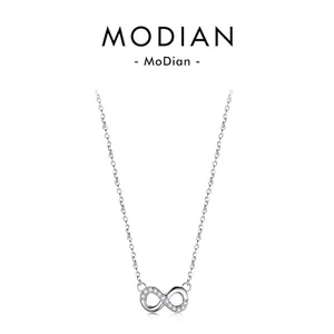 Collier minimaliste en argent sterling S925 avec pendentif infini et oxydes
