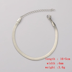 Flat snake bone chain bracelet detail with lobster clasp and adjustable extension chain