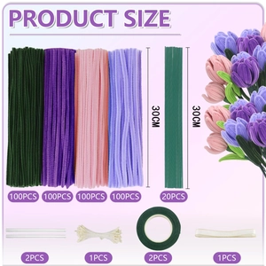 DIY Tulip Craft Kit including 400 fuzzy sticks and essential tools for flower making