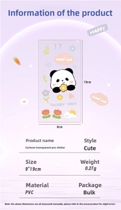 Macro detail of waterproof PVC panda sticker dimensions and transparent material texture
