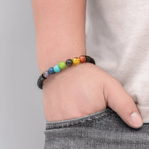 8mm colorful tiger eye beads braided leather bracelet with stainless steel magnetic clasp