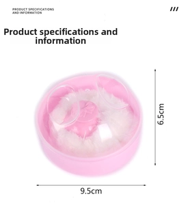 Boîtier à houpette rose pour bébé avec applicateur en peluche blanche et couvercle