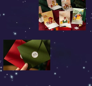 3D pop-up Christmas cards set with Santa, reindeer designs, envelopes and gold seals