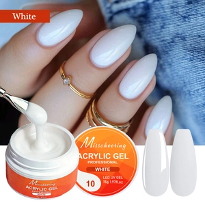 Macro shot of 15g white acrylic gel jar with natural extension nail art effect