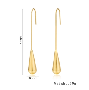 Orecchini a goccia lunga in acciaio inossidabile dorato con dimensioni 56mm di lunghezza