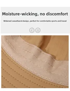 Detailed macro view of the wide moisture-wicking sweatband inside the outdoor sun hat