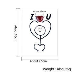 Natural agate stone heart on 'I Love You' healing card with product dimensions shown
