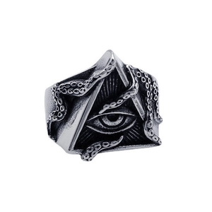 Retro All-Seeing Eye Octopus Ring Zinc Alloy Punk Gothic Vintage Silver Adjustable Jewelry For Men