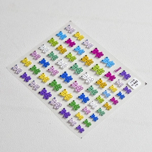 3D embossed bear nail art stickers in multicolor relief pattern for cute DIY manicure