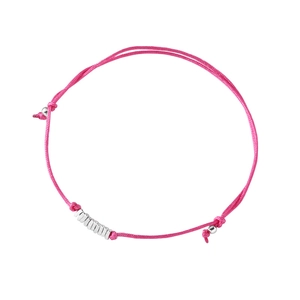 Minimalist S925 sterling silver beads on adjustable pink rope bracelet for women