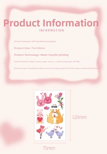Detailed specs of glitter waterproof love heart tattoo stickers with cute animal motifs
