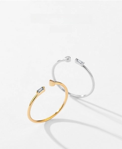 Detail view of S925 silver rings with round and rectangular cubic zirconia settings