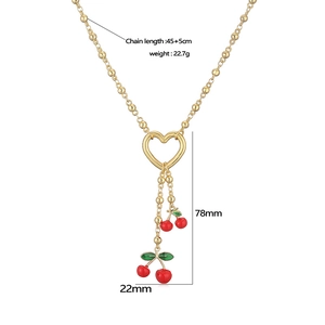 Detailansicht der goldenen Kirsch-Halskette mit Länge 45+5cm und Gewicht 22,7g