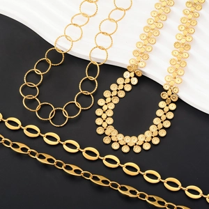 Golden stainless steel DIY necklace chains set with daisy and link style variety