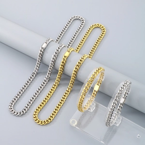 Cuban Link Chain Jewelry Necklace And Bracelet Stainless Steel Hip Hop Punk Style For Men Women