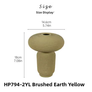 Maattabel met 18cm hoogte voor de geborstelde aardse gele keramische vaas model HP794-2YL