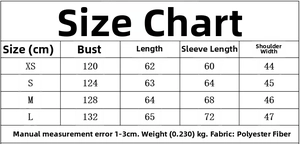 Detailed size chart for the French style V-neck shirt with ruffles and flare sleeves