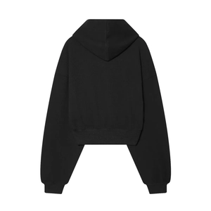 Vue arrière du sweat à capuche noir avec épaules tombantes et bords-côtes