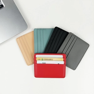 Slim PU leather card holder wallet for women with multiple slots in various colors