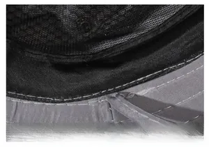 Macro shot of widened sweatband and delicate stitching inside the outdoor sun hat