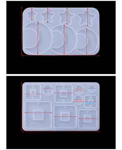 Detail view of silicone earring molds showing precise star moon and geometric shapes dimensions