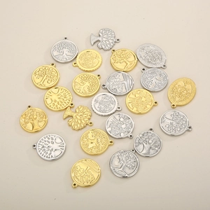 Mixed gold and silver stainless steel tree of life charms for jewelry making