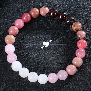 Bracelet En Perles De Quartz Fraise Et Grenat Naturel Fait Main Bijoux En Pierre Précieuse Pour Femmes Et Hommes