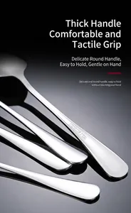 Detail of polished stainless steel spoon handle with engraved material marking
