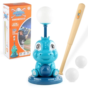 Dinosaur baseball launcher toy set with bat and balls for kids outdoor indoor sports