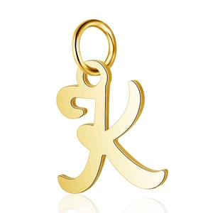 Polished gold stainless steel capital letter K pendant with hanging ring for DIY jewelry