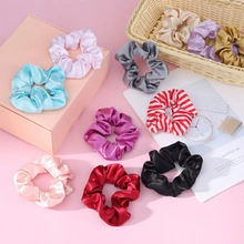 Bunte Satin Haargummis Set, weiche Seide Haarbänder Pferdeschwanz Halter Mode Accessoires.