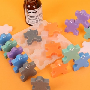 DIY silicone mold for children puzzle toys with colorful finished human-shaped pieces