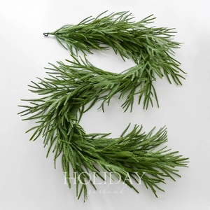 Artificial Norfolk Pine Garland PE Greenery Realistic Christmas Decor For Mantle Fireplace Staircase Banister Holiday Winter Atmosphere