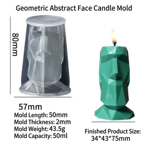 Detail van abstract gezicht siliconen mal met afmetingen voor het maken van kaarsen