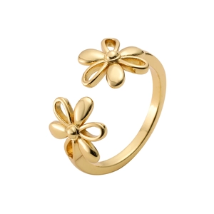 Elegant gold double daisy open ring with polished floral design for women