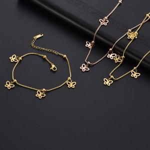 Butterfly Pendant Necklace Titanium Steel Hollow Charm With Small Beads Box Chain Elegant Jewelry For Women