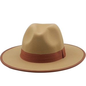 Unisex Western Cowboy Fedora Hat Vintage Wide Brim Cotton Felt Jazz Hat Leather Binding Satin Band Sun Hat Men Women Winter Travel