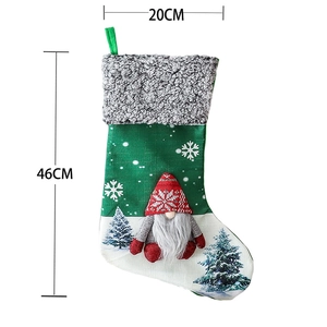 Gnome Christmas stocking in green with faux fur and snowflake detail, 46x20cm size guide