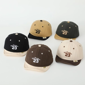 Retro two-tone baseball caps for kids with vintage number 23 embroidery in five colors