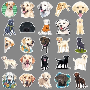 50pcs cute Labrador retriever stickers featuring various breeds and cartoon dog poses