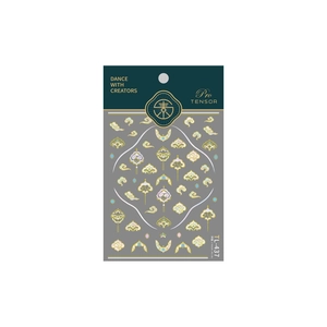New Chinese style nail art stickers with gold and blue auspicious cloud patterns