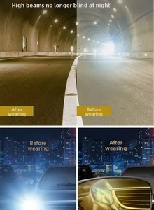 Macro comparison showing anti-glare effect of night driving glasses for clearer road vision