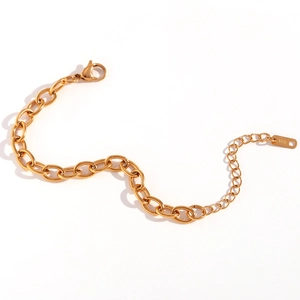 18K gold plated stainless steel box chain anklet for women with lobster clasp closure