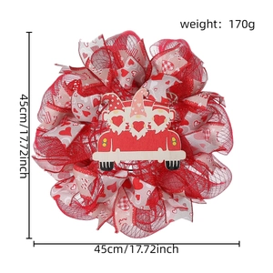 Couronne de Noël et Saint-Valentin avec rubans à cœurs et décor de camion, taille 45cm