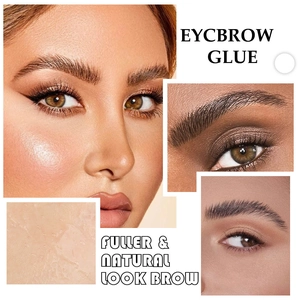 Macro texture of clear eyebrow glue for a fuller and natural look brow finish