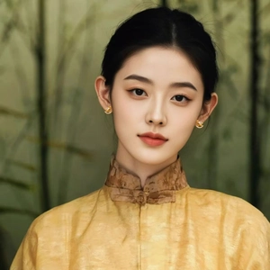 Elegant 24k gold plated horse earrings worn by a model in traditional silk attire