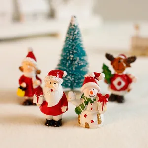 Christmas Miniature Figurines Resin Santa Claus Snowman Reindeer For Micro Landscape Desktop Decoration Holiday Decor