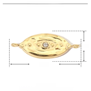 Technical size diagram for the 21x8mm stainless steel gold evil eye jewelry connector